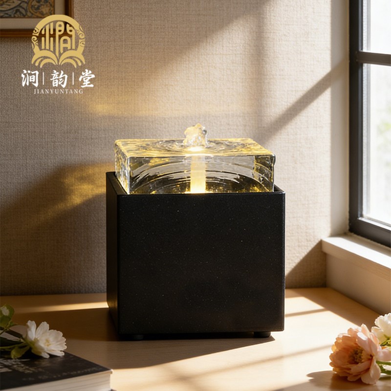 桌面流水摆件循环水玄关客厅办公室装饰开业乔迁现代简约小型水景