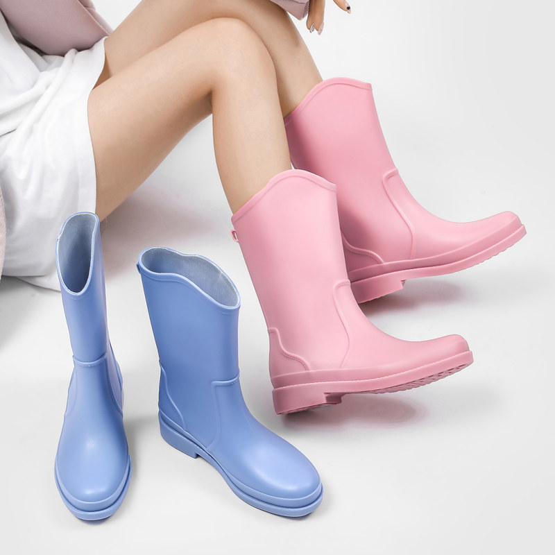 时尚雨鞋女款日系水鞋中筒雨靴高筒胶鞋防水防滑外穿轻便长筒软底