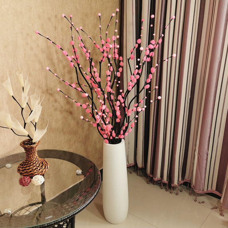仿真花客厅落地摆件装饰干花室内玄关永生花艺干枝梅叶脉花套装