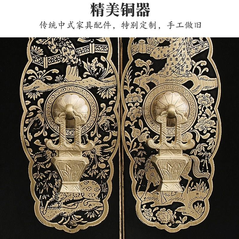 新中式老榆木大衣柜仿古两门简约实木衣橱卧室家具明清古典储物柜
