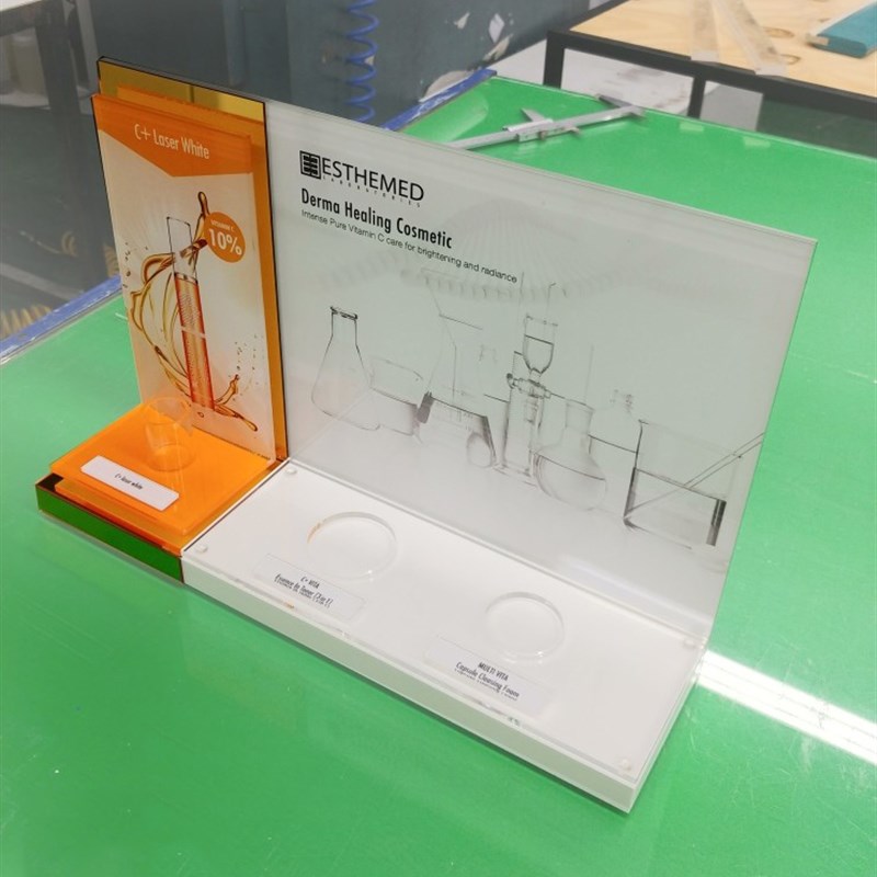 护肤品亚克力展示架小型置物塑料架产品展示摆放台化妆品陈列台