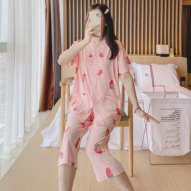 月子服夏季薄款产后棉水果短袖孕妇睡衣坐月子哺乳夏装家居服套装