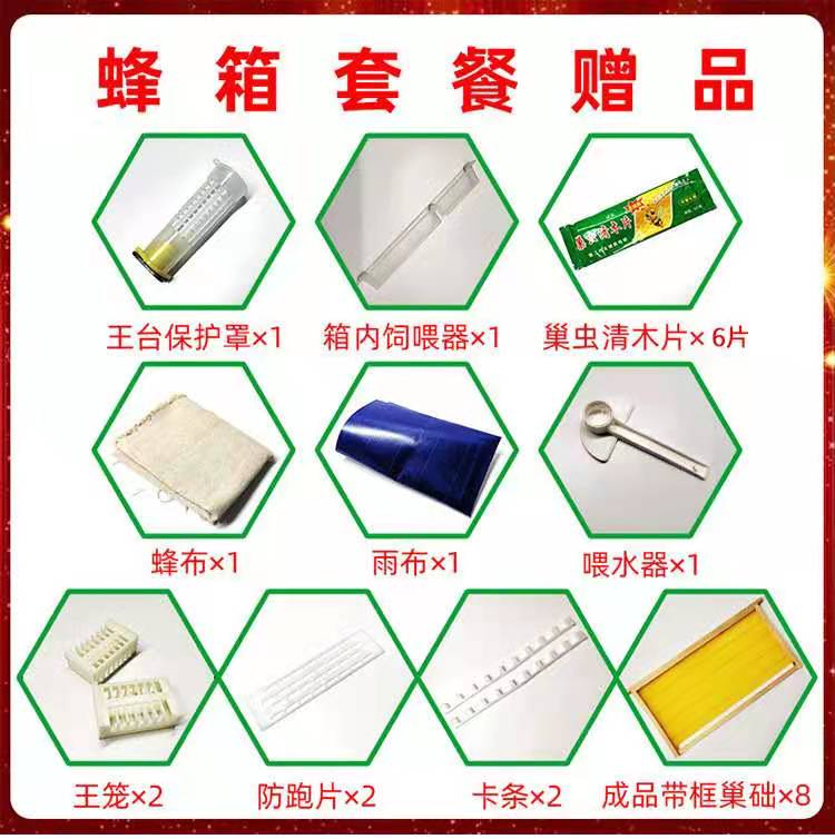 蜜蜂中蜂蜂箱全套带框巢础十框标准成品巢框杉木煮蜡平箱养蜂工具