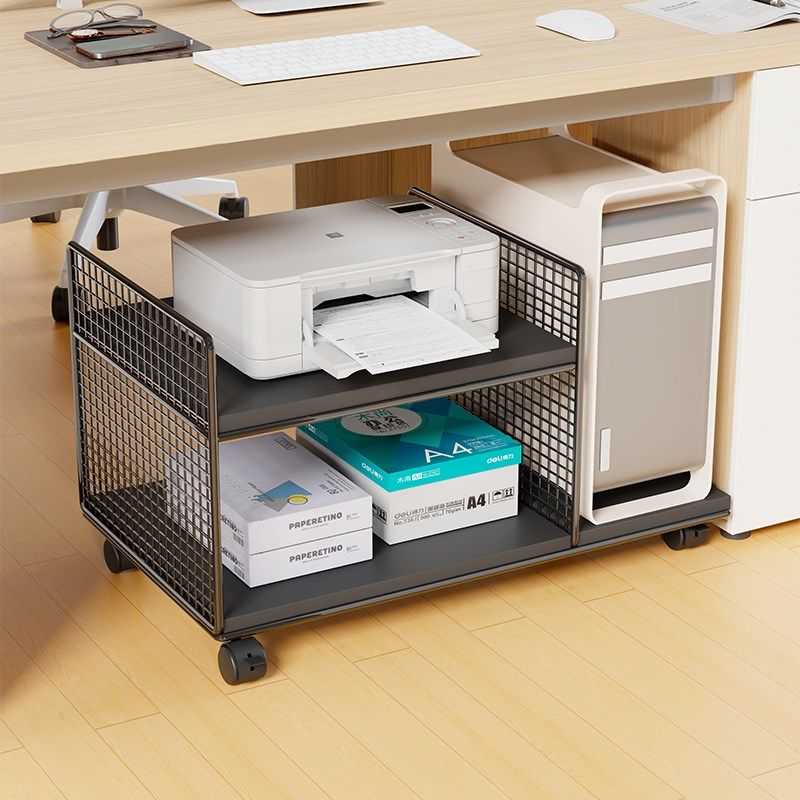 主机箱托架放打印机置物架收纳架子办公室打印机可移动落地放置柜