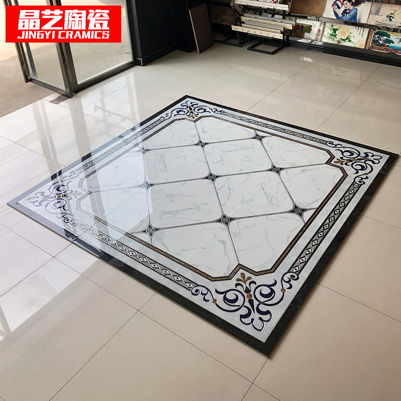 客厅拼花地砖水刀微晶石饭厅过道现代简约800800爵士白拼花瓷砖