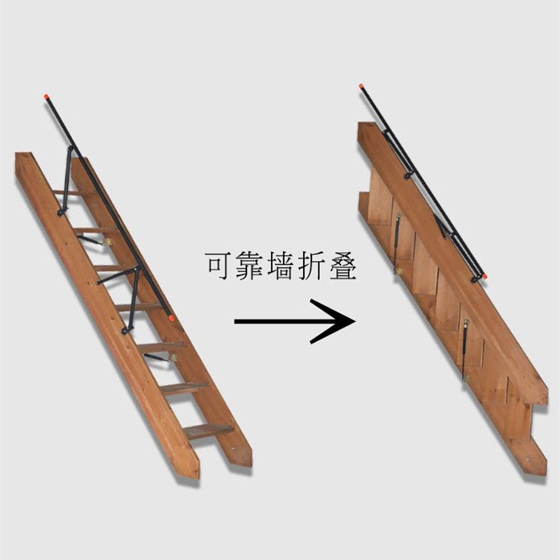 简约家用实木登高梯靠墙折叠梯可移动直梯防滑多用定制实木阁楼梯