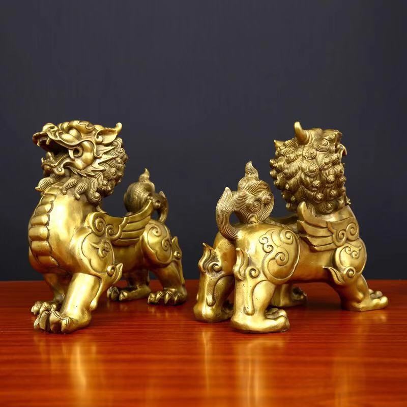 大号纯铜貔貅摆件风水招财公母一对铜皮丘客厅阳台店铺办公收银柜
