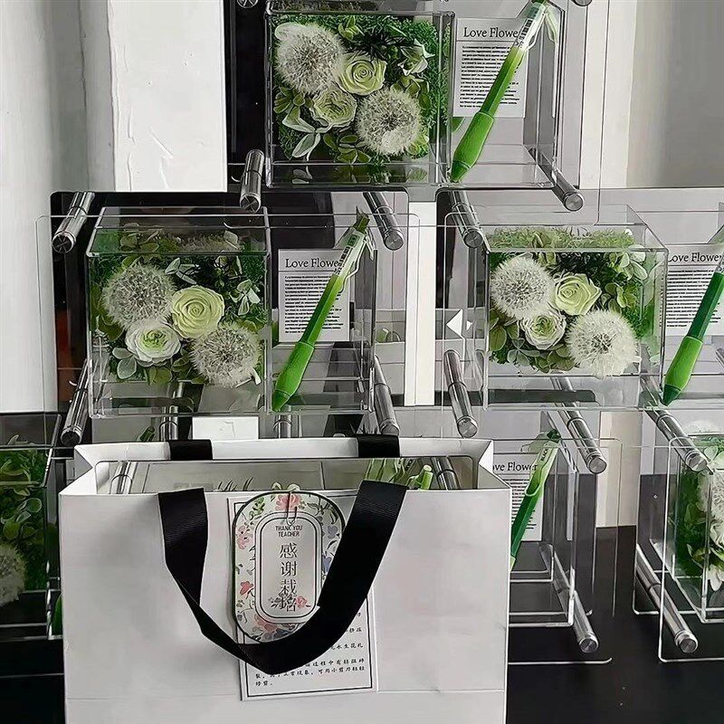 永生花玫瑰蒲公英笔筒摆件礼盒许愿瓶教师节生日礼物送老师同学