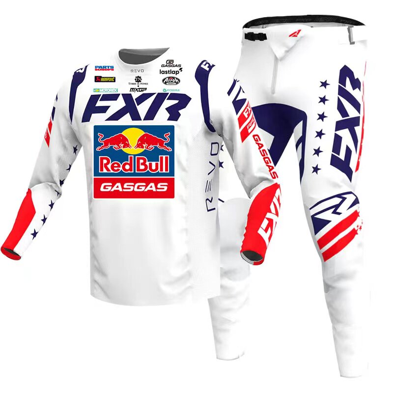 红牛越野车服 白色FXR骑行服套装男 GASGAS越野摩托车赛车服定制