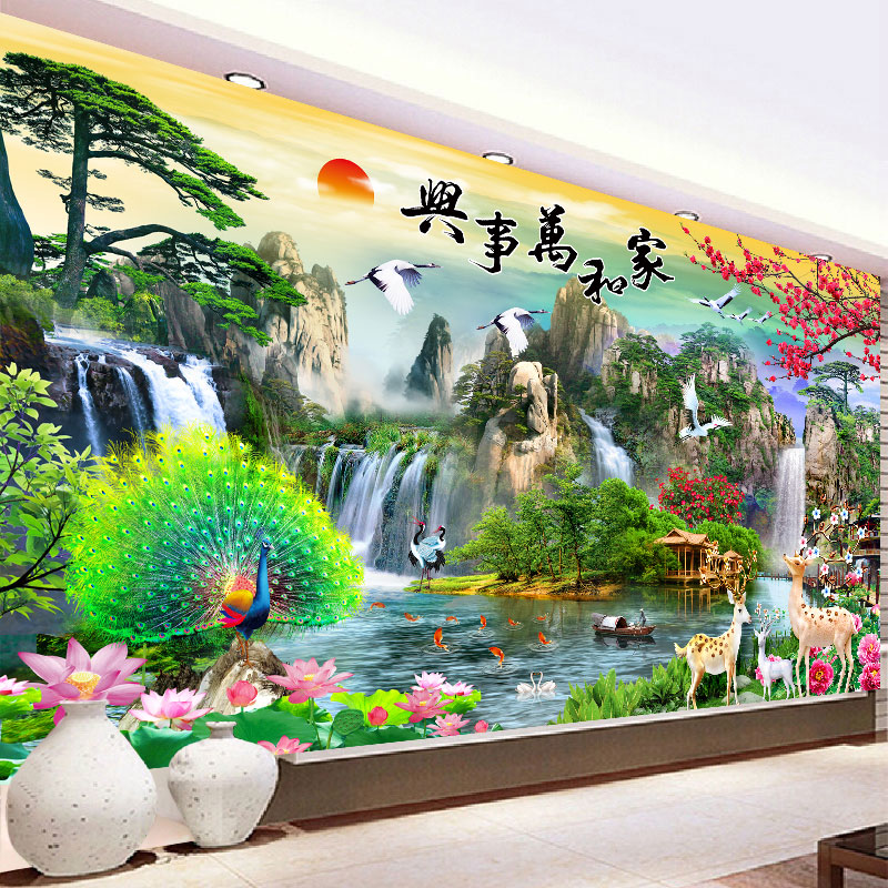 钻石画满钻新款家和万事兴客厅风景点贴钻十字绣5D粘砖石画2026年