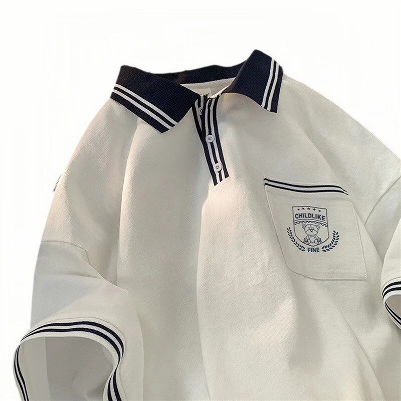 常春藤学院风polo衫男短袖夏季重磅撞色翻领t恤情侣有领半袖衣服