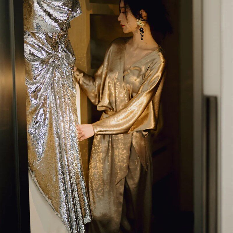 金舒  新中式婚礼晨袍女新娘高级感睡袍结婚敬酒服晨拍礼服订婚裙