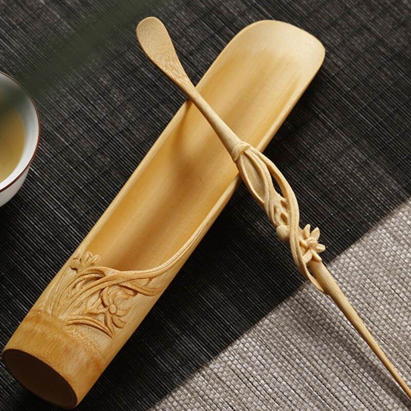 高档梅兰竹菊竹制雕刻茶道 茶具六君子零配件 茶勺茶针茶则赏茶荷
