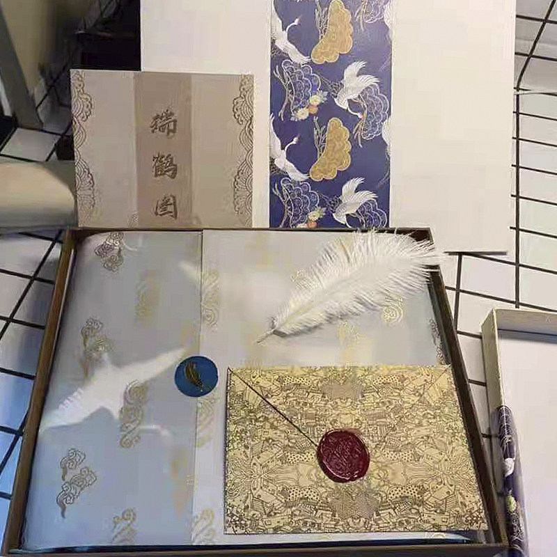宋徽宗瑞鹤图丝巾1.1m丝绸围巾真丝大方巾桑蚕丝秋冬中国风礼盒装