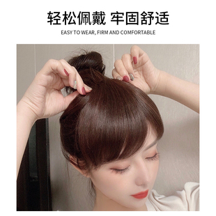 真发斜刘海假发片 假发女三七分自然假刘海 自然无痕偏分假刘海片