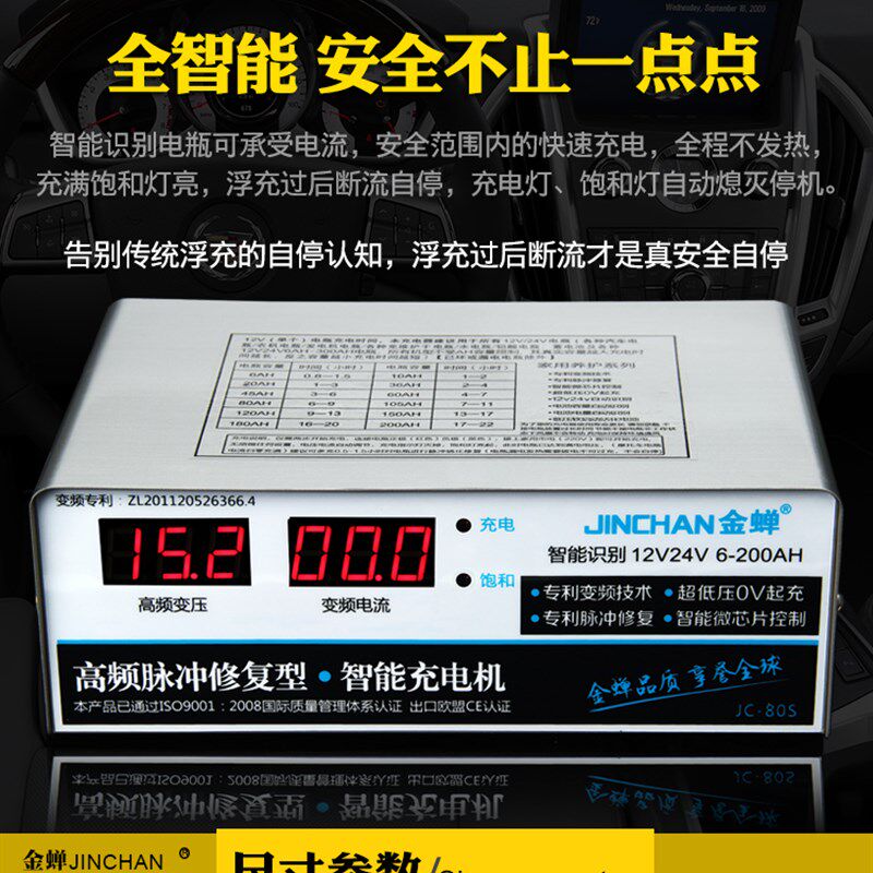 全自动快速充电机12v24v36A45A智能通用型轿车厢型车电瓶充电器