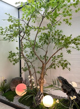 仿真绿枫树鸡爪槭枯山水室内茶室景观盆景假树摆件绿植造景装饰