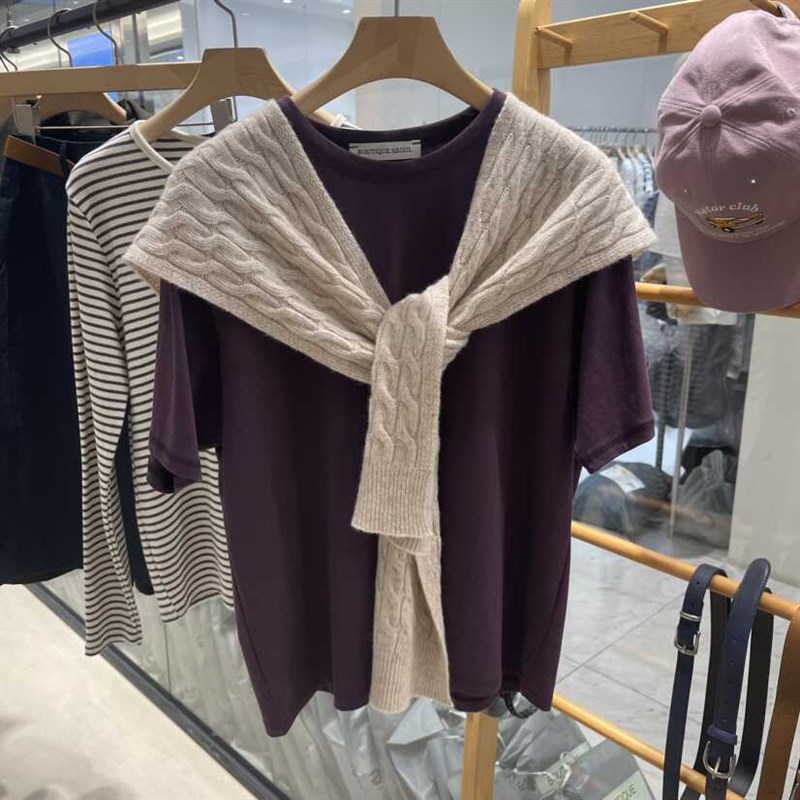 韩国东大门2025春秋季新款高级感搭肩红色麻花围巾针织小披肩外搭