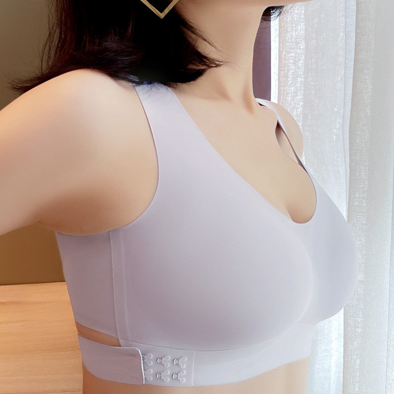 茶多酚无痕乳胶内衣女小胸聚拢防下垂无钢圈交叉侧扣运动美背文胸