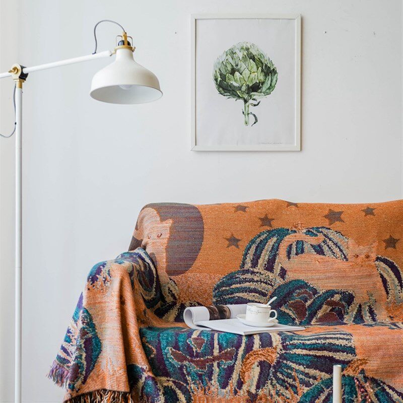 北欧ins节日款流苏线毯沙发巾单人全盖毯子野餐垫床尾毯装饰毯