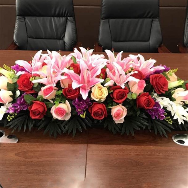 长园艺西欧风情套装形摆花桌装饰花假花绢花包邮长款会议仿真花