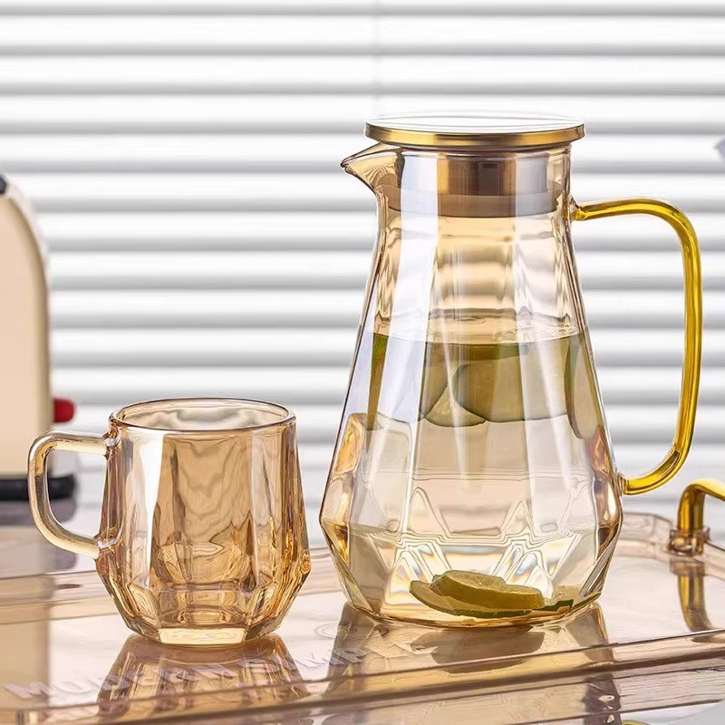 冷水壶玻璃冷水壶瓶大容量泡茶茶壶家用耐高温凉白开 水杯冷