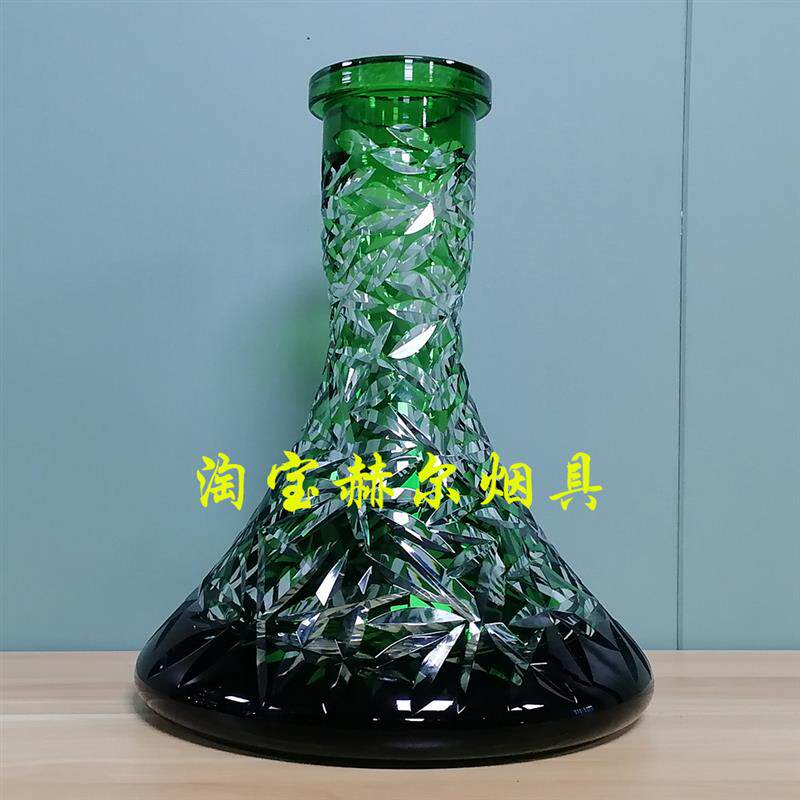 阿拉伯水烟大号插口玻璃瓶 刻花人工水晶瓶hookah vase