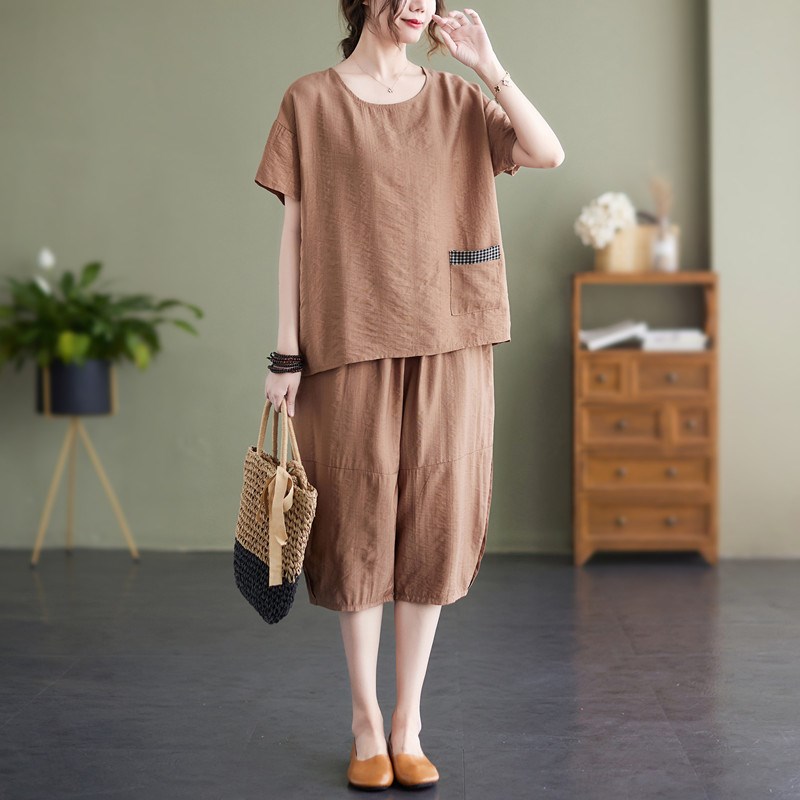 2025新款夏季妈妈棉绸套装女士夏季可外穿休闲宽松绵绸睡衣家居服