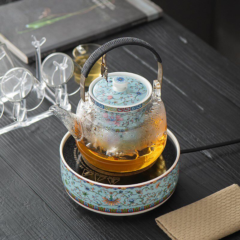 电陶炉煮茶器煮茶炉烧水壶围炉高端珐琅彩电炉茶具泡茶炉陶瓷炉