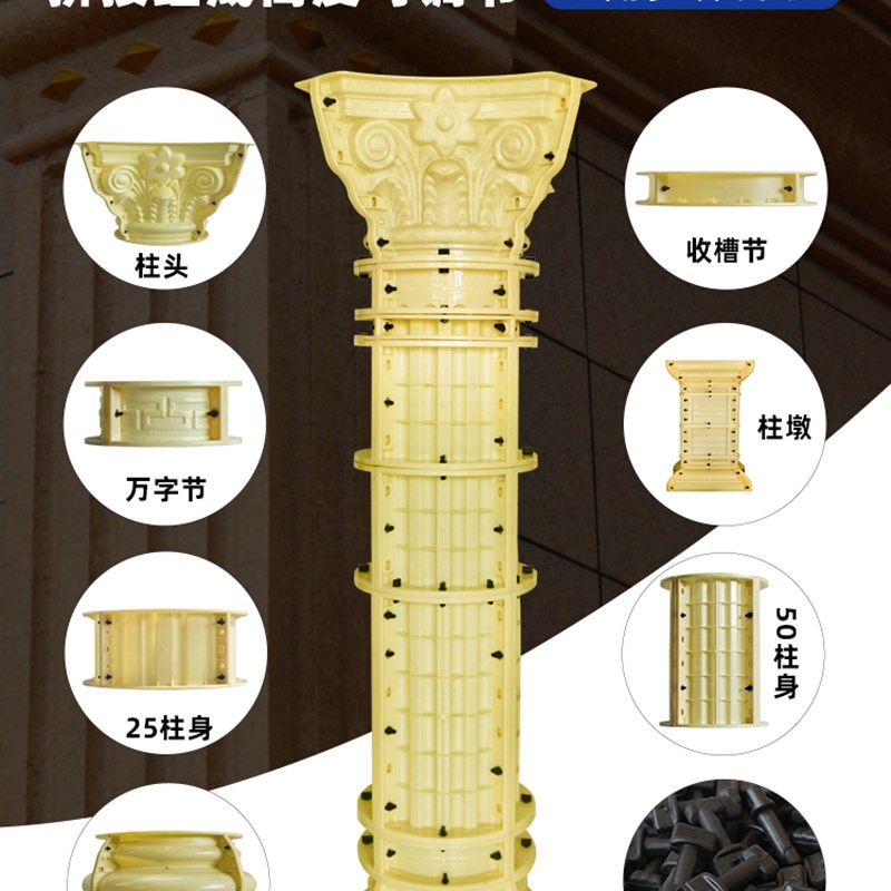 罗马柱模具圆柱模板别墅柱子水泥浇灌装饰柱头欧式圆形大门柱全套