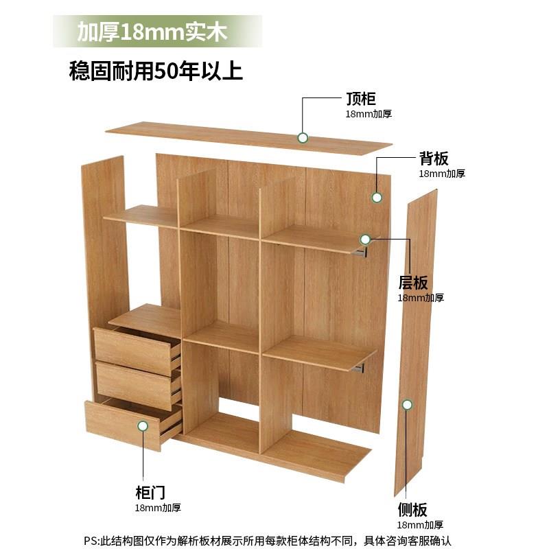 全实木推拉门儿童衣柜卧室家用收纳柜小户型推拉门落地柜子储物柜