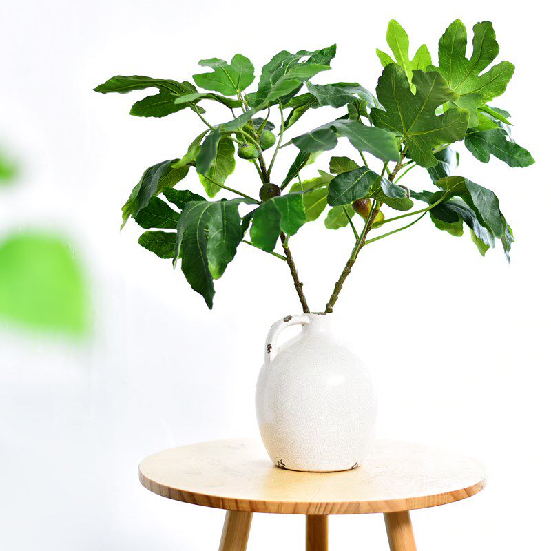无花果叶子装饰植物绿植室内盆栽假树叶绿叶树枝干造型大型仿真树