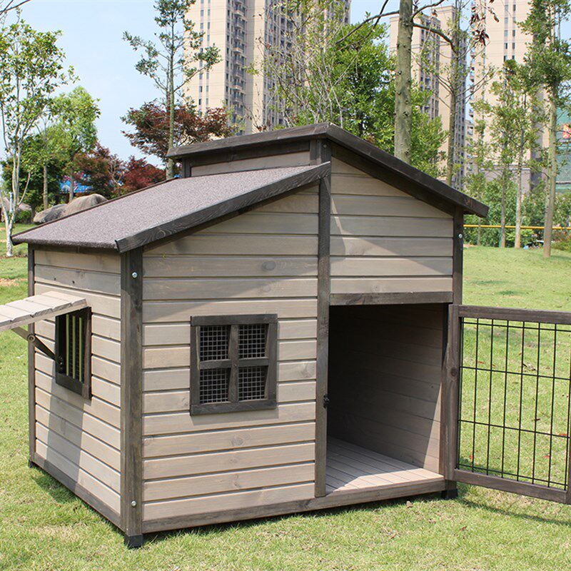 双顶室户外防腐实木狗屋狗窝犬舍防雨金毛狗笼狗房子别墅超大型犬