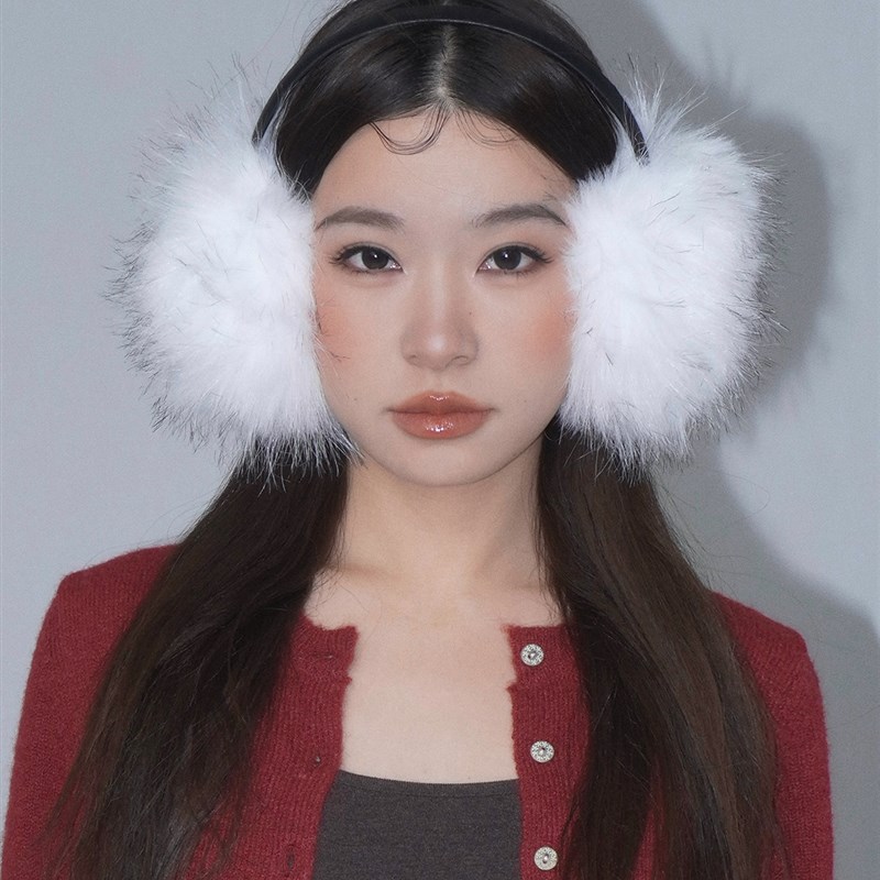 PANCY雪地氛围纯白色毛绒耳罩冬季大号耳包耳暖耳套保暖耳捂女