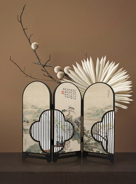 客厅桌面摆件电视柜装饰品镜子小屏风摆台画新中式高级感家居好物