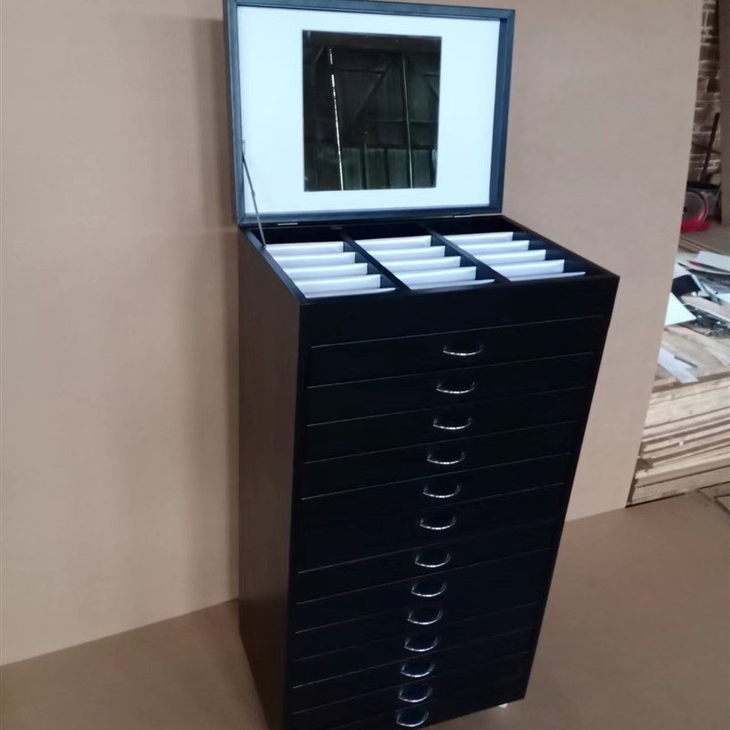 翻盖带镜子眼镜店皮革眼镜展示柜 电影院3D太阳眼镜收纳箱 眼镜陈