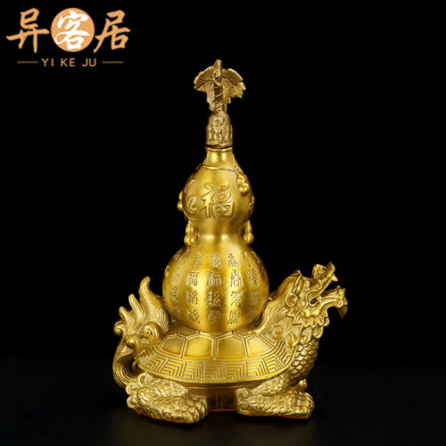 铜龙龟葫芦摆件龟背葫芦铜制葫芦龙龟客厅卧室办公室龙龟葫芦大号