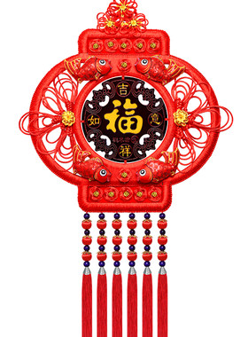 新款桃木中国结福字挂件客厅大号高档电视墙玄关平安节挂画小装饰