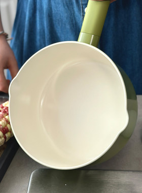 18CM 浅色陶瓷不粘奶锅家用不粘辅食奶锅燃气电磁炉通用