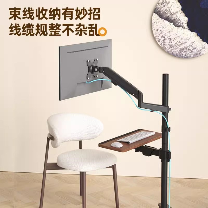 笔记本电脑显示器移动支架多屏挂架升降旋转落地推车显示屏悬浮架