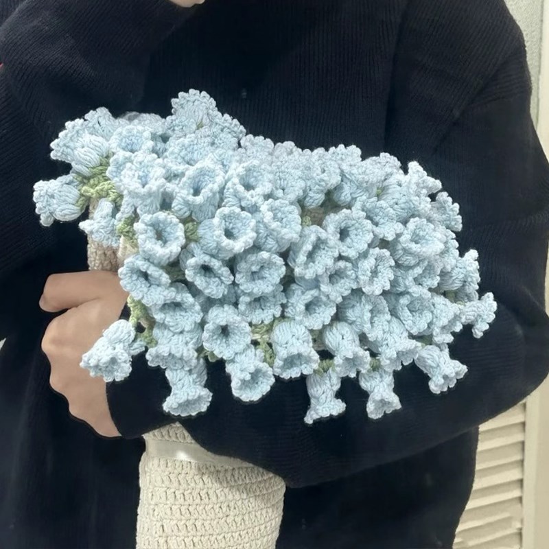 网红针织玫瑰花毯子毛线编织成品铃兰花花束宝宝毯送女友创意礼物