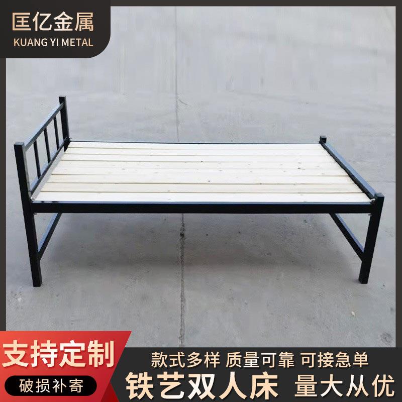 铁艺双人床北欧风家用木板床宿舍出租房公寓铁艺床铁架床单人