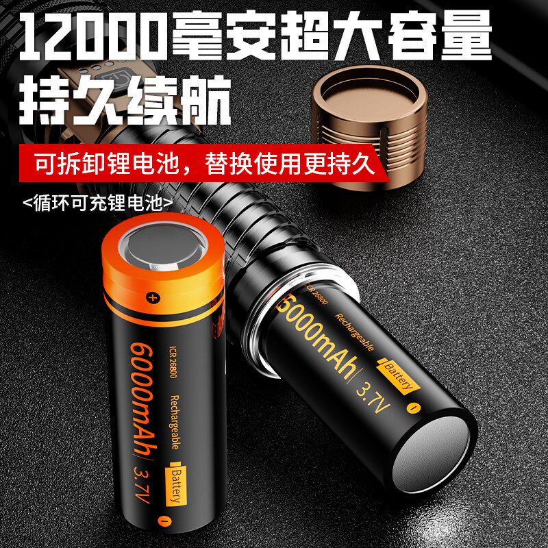 手电筒强光充电户外远射激光炮大功率长续航军规级战术手电照明灯