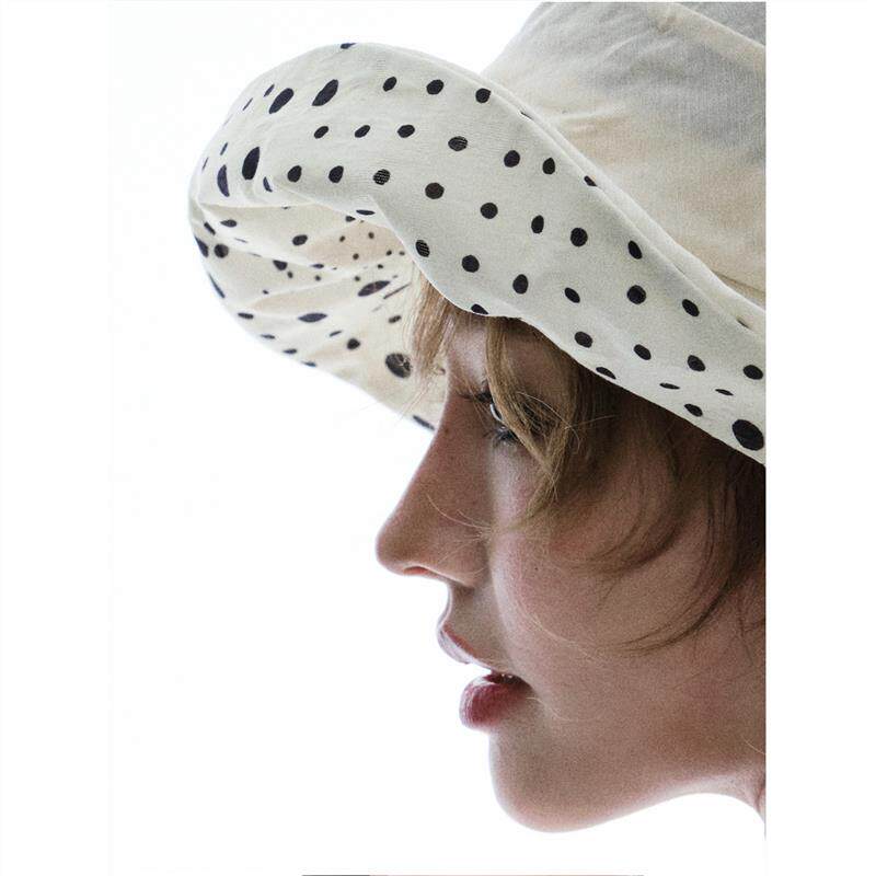 多金 松弛感法式波点渔夫帽女夏海边轻薄可折叠速干防晒帽凹造型