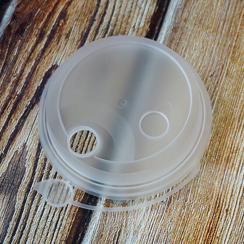 一次性90口径奶茶杯子注塑杯盖子防漏连体盖果汁饮料打包杯外卖盖