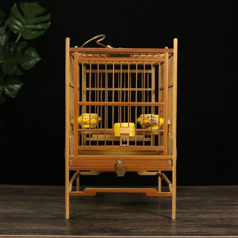 老竹皮料紫竹抽屉鸟笼精品笼绣眼黄雀贝子文鸟黄豆四方笼竹制品