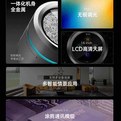 涂鸦zigbee智能旋钮液晶屏开关调光调色窗帘场景触摸屏幕旋转开关