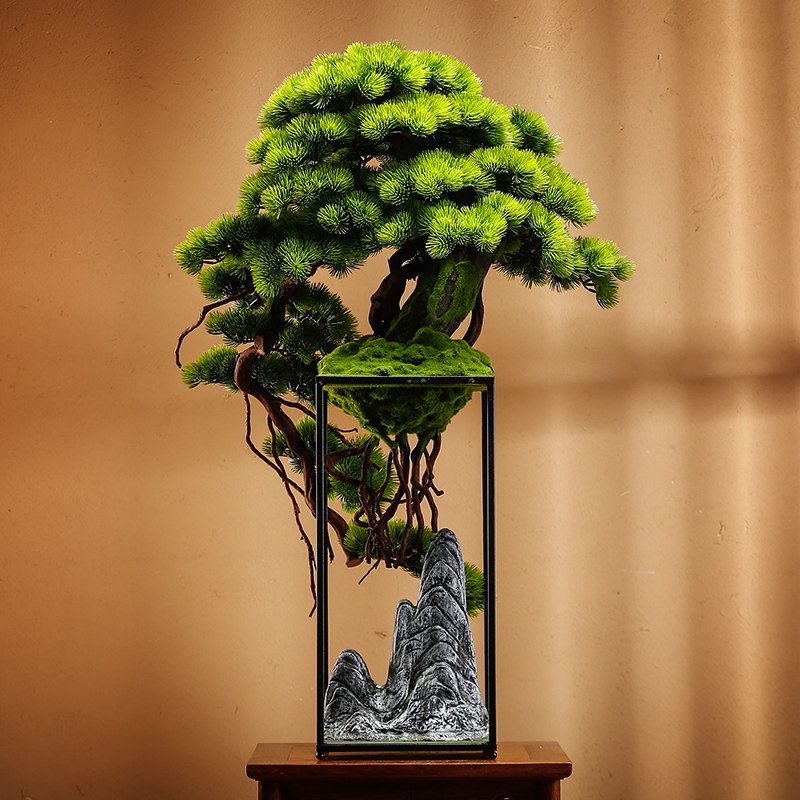 仿真迎客松摆件落地盆栽植物客厅电视柜装饰品玄关办公室家居软装