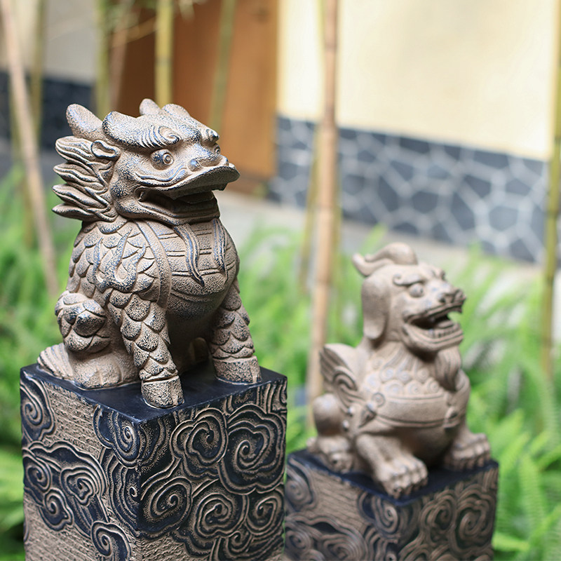 拴马桩石雕貔貅仿古拴马柱麒麟看门镇宅招财石头庭院花园布置摆件