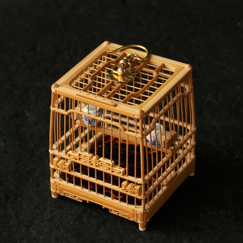 精品徽派名家李永攀纯手工制作方形老玉竹蝈蝈笼竹雕竹制蛐蛐笼子